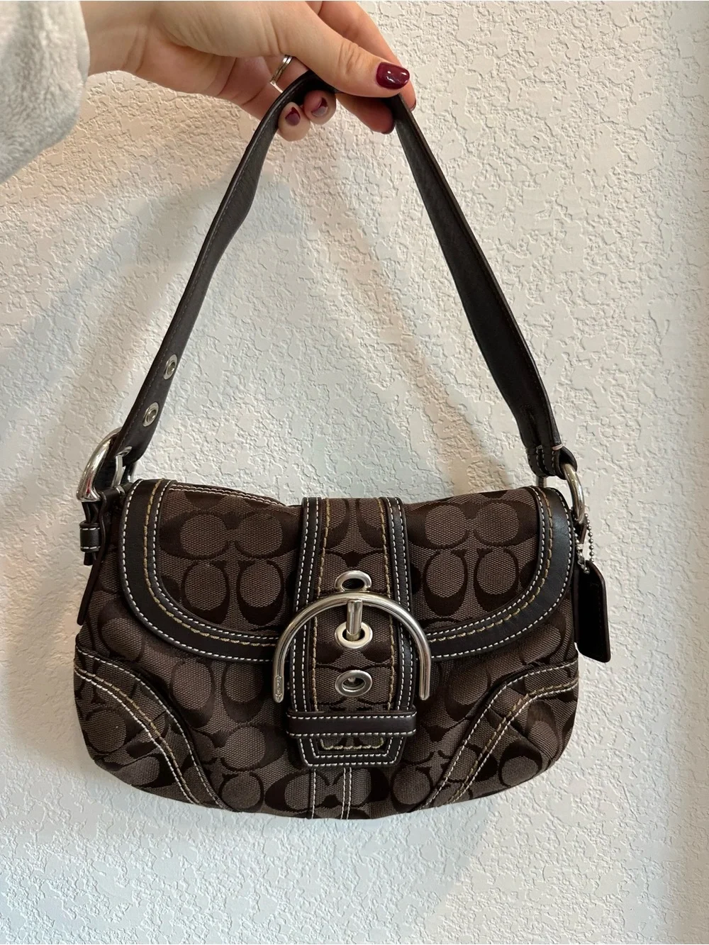 Y2K Coach Chocolate Soho Signature Canvas Shoulder Bag - Picture 1 of 15
